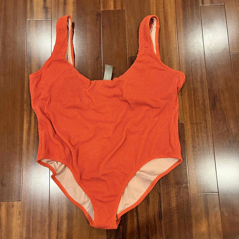 New NWT J.Crew Rust Orange Textured One Piece Swimsuit Swim Plus Size 22